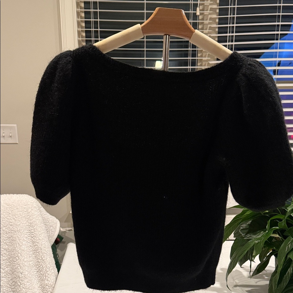 Black Square-Neck Short-Sleeve Sweater Blouse Boden - Picture 4 of 6